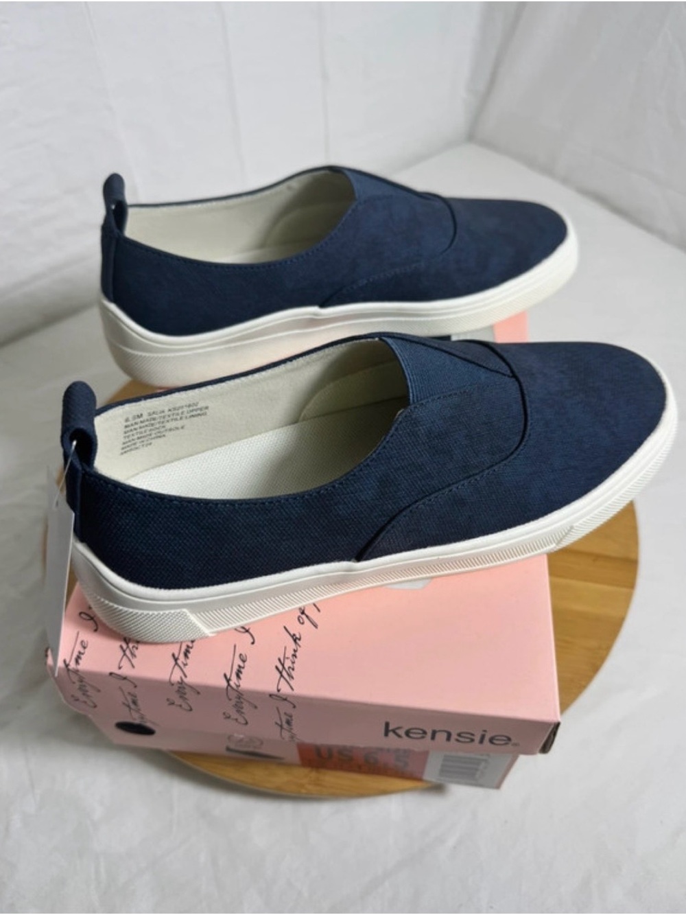 Kensie Salia Women’s Slip-On Sneakers Size 6.5 Navy Blue Casual Shoes NIB